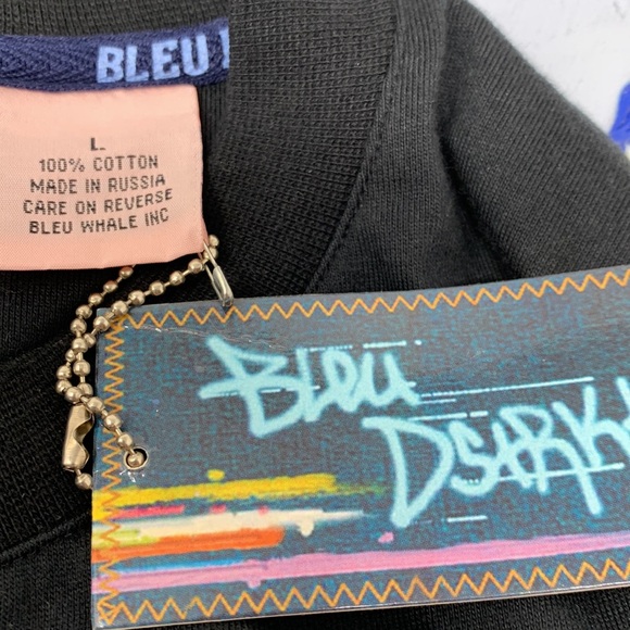 Bleu DSTRKT black graphic t shirt short sleeves one of a kind art to wear size L - Picture 5 of 7